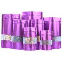 Factory Price Purple Aluminum Foil Zipper Stand Up Pouches with Window